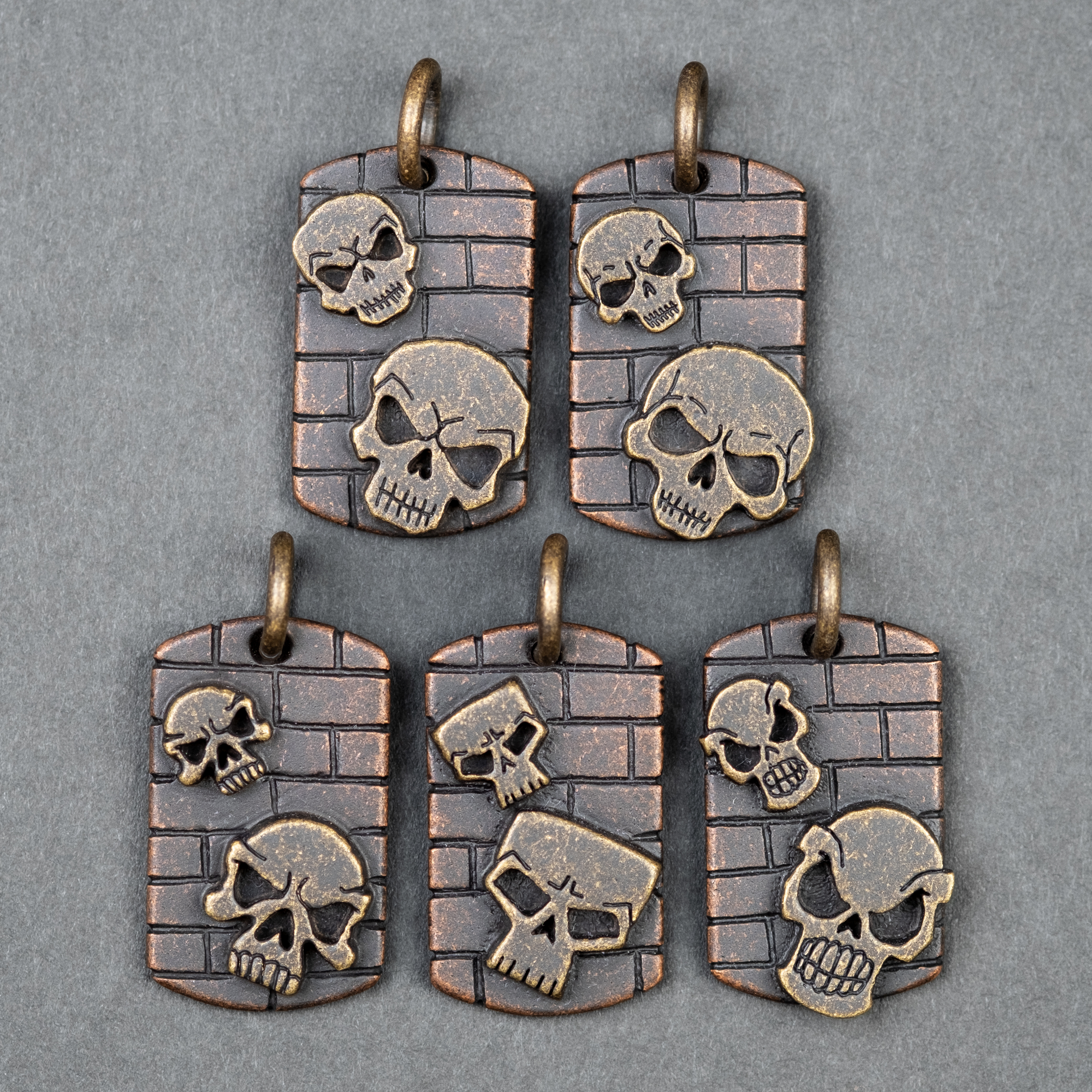 Cruz Custom Tools Skull Keychain Dogtag - Brass