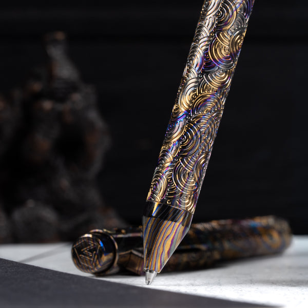Nottingham Tactical x URBAN TiButton Single Lock Pen - ZircuTi w/ Chaos Seigaiha™