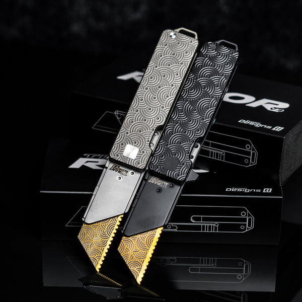 Exceed Designs x Urban EDC TiRant Razor V3 - Chaos Seigaiha