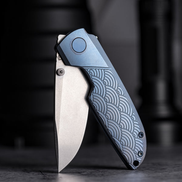 Matsey Basilisk Blue Seigaiha Engraved - Titanium (Limited)