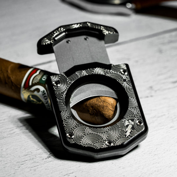 Griffworx x Urban EDC Scarab Cigar Cutter - Zirconium Chaos Seigaiha