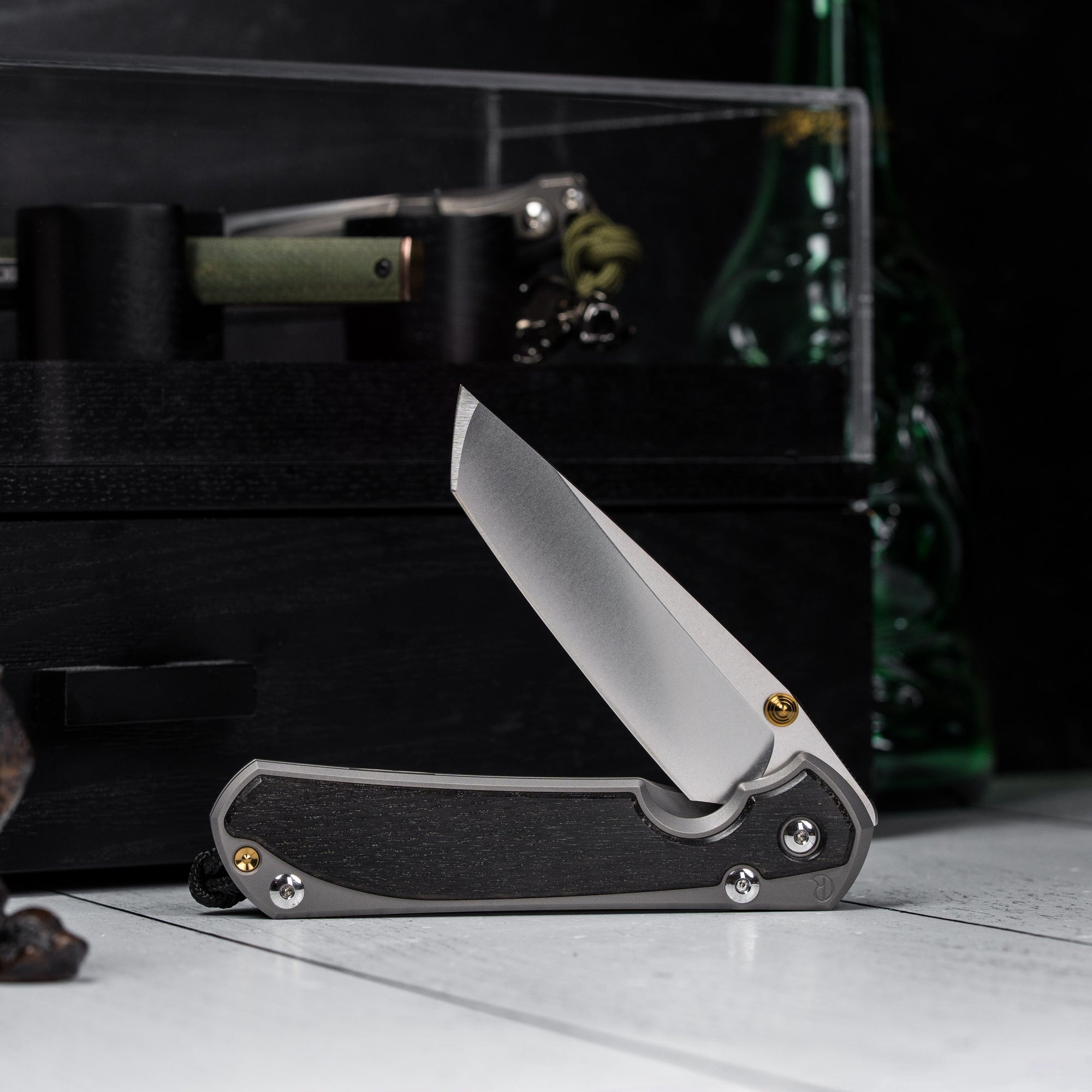 Drop Date (08/12): Chris Reeve Large Sebenza 31 - Tanto Magnacut & Glass Blasted Titanium w/ Bog Oak Inlay