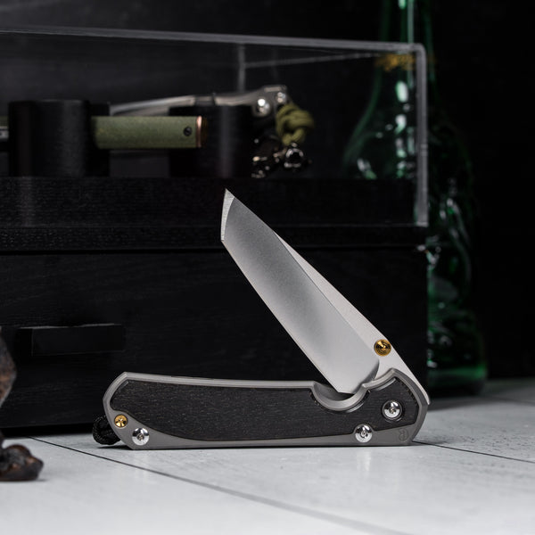 Drop Date (08/12): Chris Reeve Large Sebenza 31 - Tanto Magnacut & Glass Blasted Titanium w/ Bog Oak Inlay