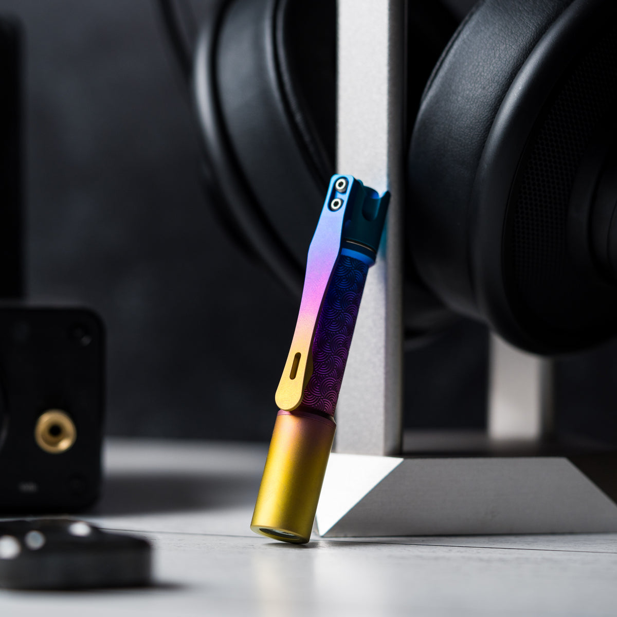 Drop Date (11/04): Reylight x URBAN Pineapple Mini Flashlight - Rainbow Fade Ti Chaos Seigaiha™ w/ Milled Ti Clip
