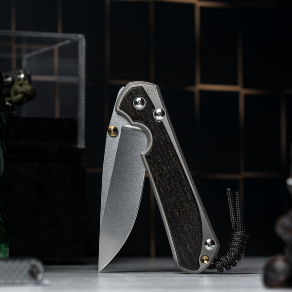 Drop Date (08/26): Chris Reeve Large Sebenza 31 - Drop Point Magnacut & Glass Blasted Titanium w/ Bog Oak Inlay