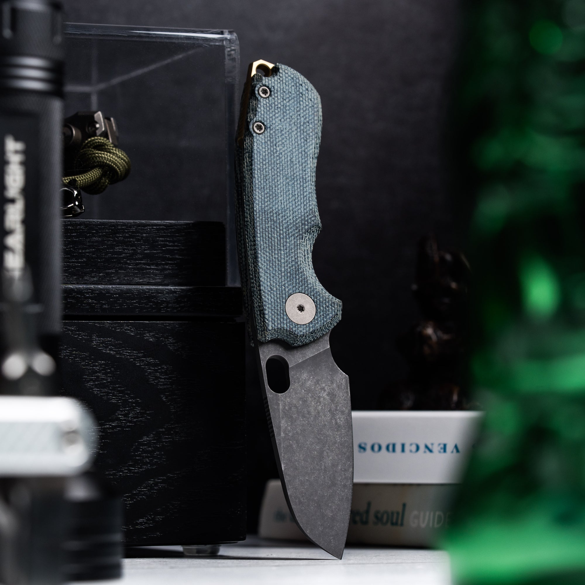 Drop Date (08/26): URBAN Jib - Acid-Etched Vanax & Blue Denim Micarta Linerlock w/ Bronze Backspacer
