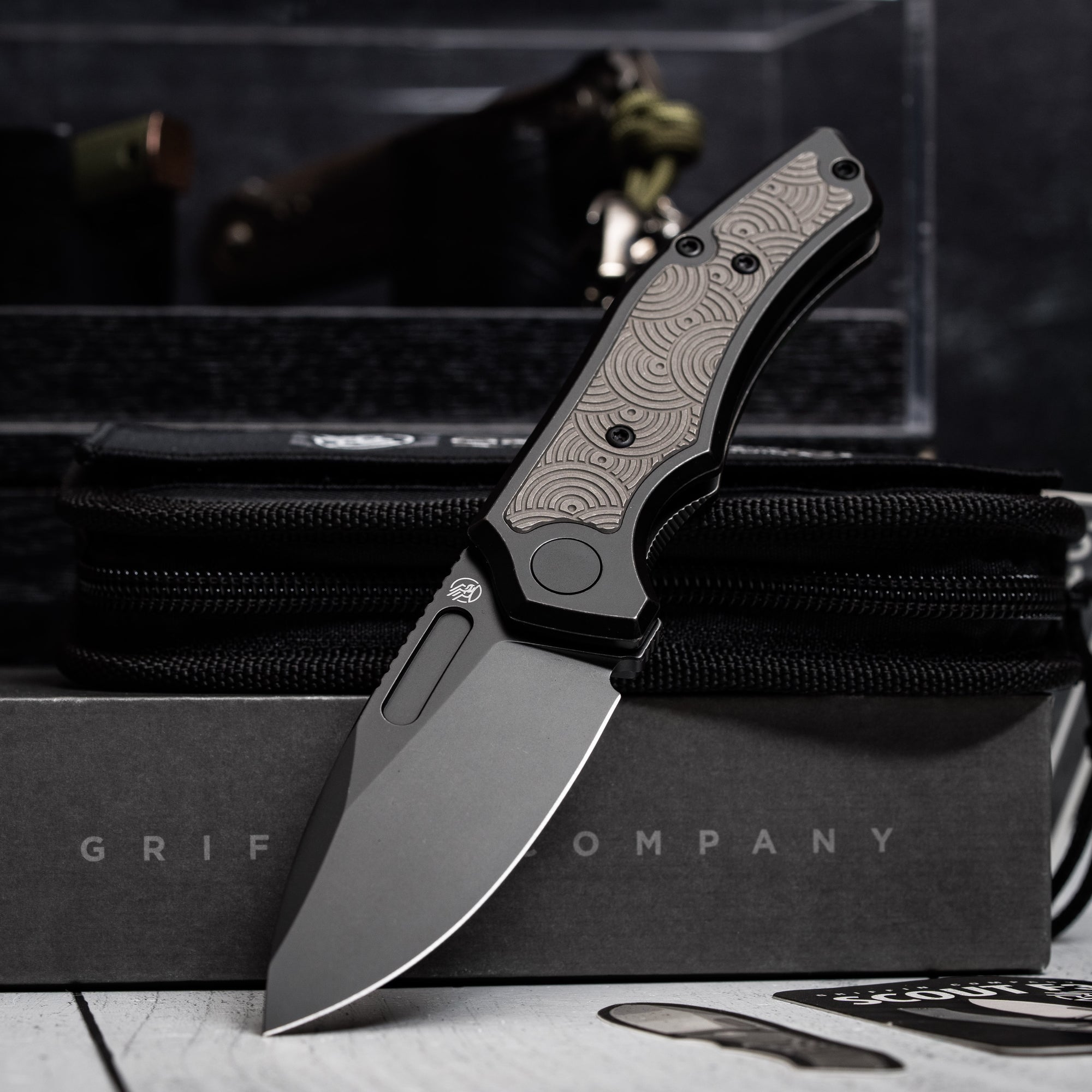 Drop Date (07/08): Griffin Co x URBAN Scout F3 Folder - Blackwashed Magnacut & Blackwashed Titanium w/ Grey Chaos Seigaiha™