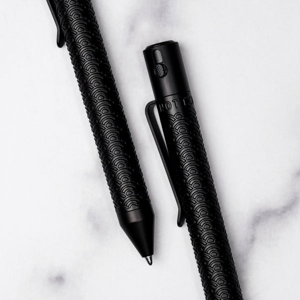 Nottingham Tactical TiButton Single Lock Pen - Full-Black Ti Cerakote Seigaiha (Exclusive)