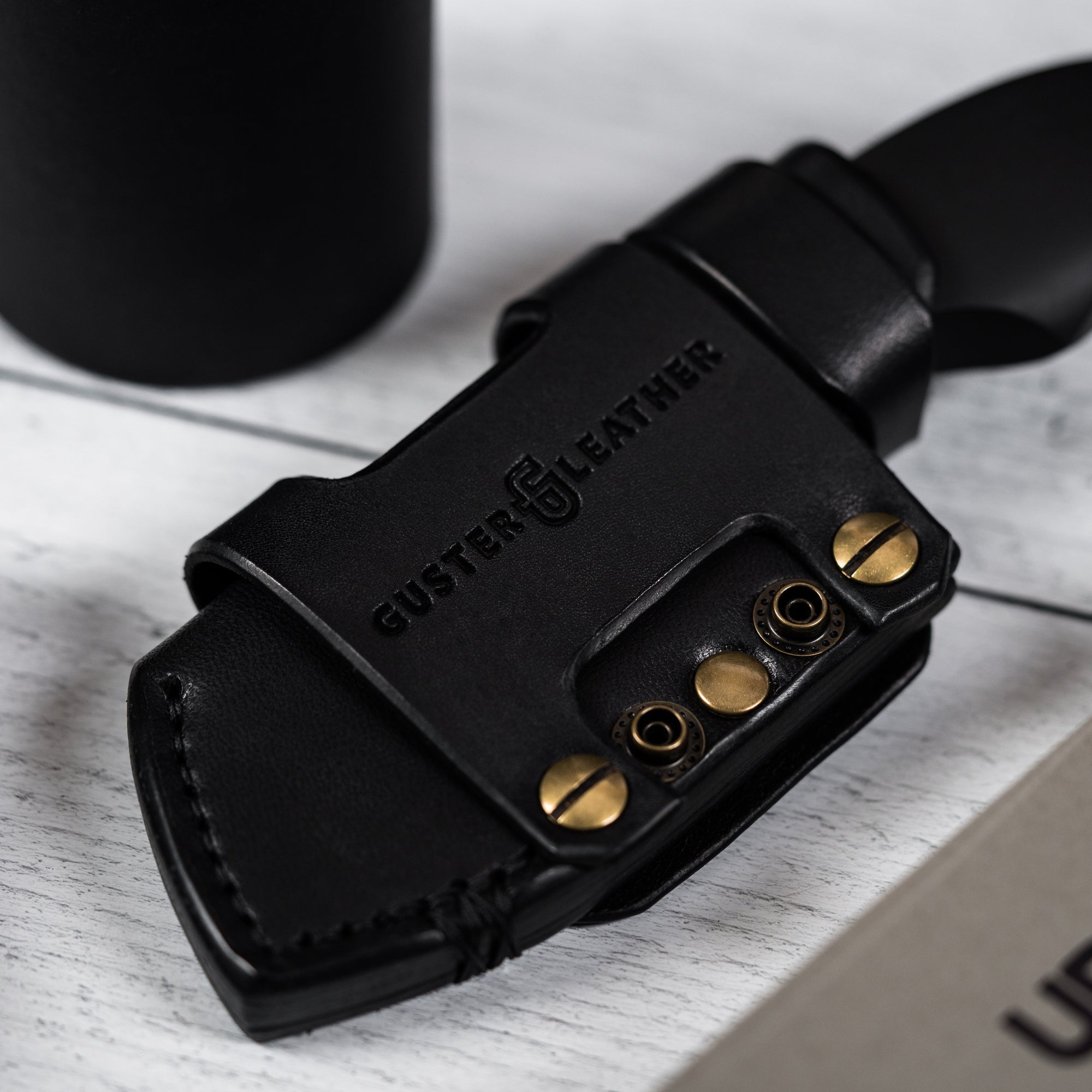 Drop Date (08/19): JSK Mini Cleaver - Damascus & Black Richlite w/ Brass Spacer (Custom)