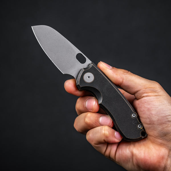 Pre-Order: URBAN Jib - Darkwashed Vanax & Antiqued Bronze Linerlock w/ Titanium Backspacer