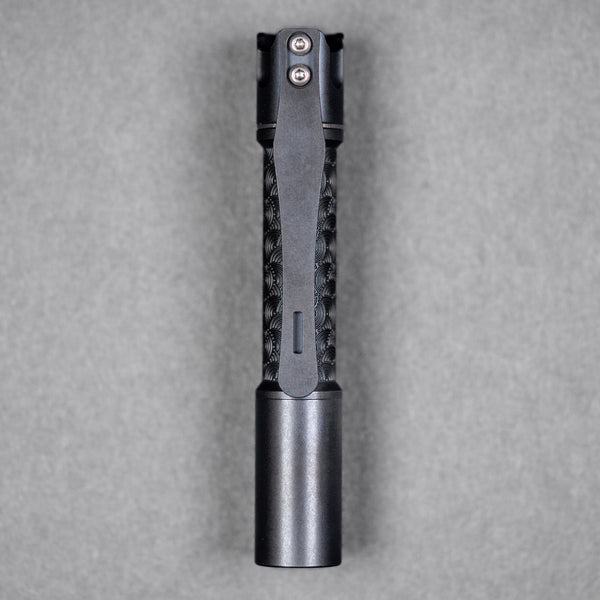 Reylight x URBAN Pineapple Mini Flashlight - Black Oil Ti Chaos Seigaiha™ w/ Milled Ti Clip