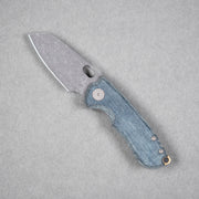 URBAN Jib - Acid-Etched Vanax & Blue Denim Micarta Linerlock w/ Bronze Backspacer