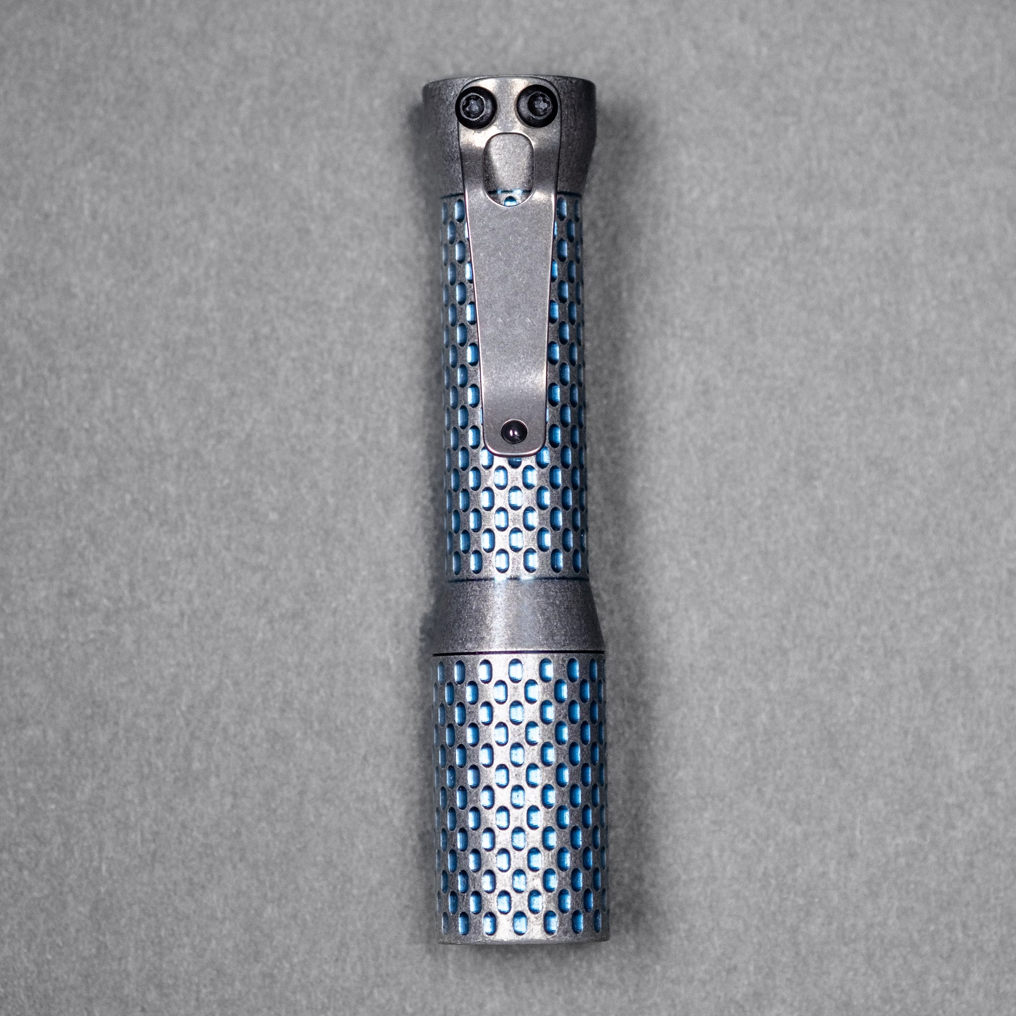 Dawson Machine Craft Divot Slim Flashlight - Ice Blue Titanium (Custom)