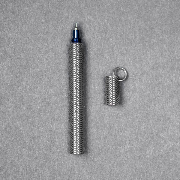 Blank Forces x Urban EDC CHROMA Titanium EDC Ink Keychain Pen - Blue Seigaiha