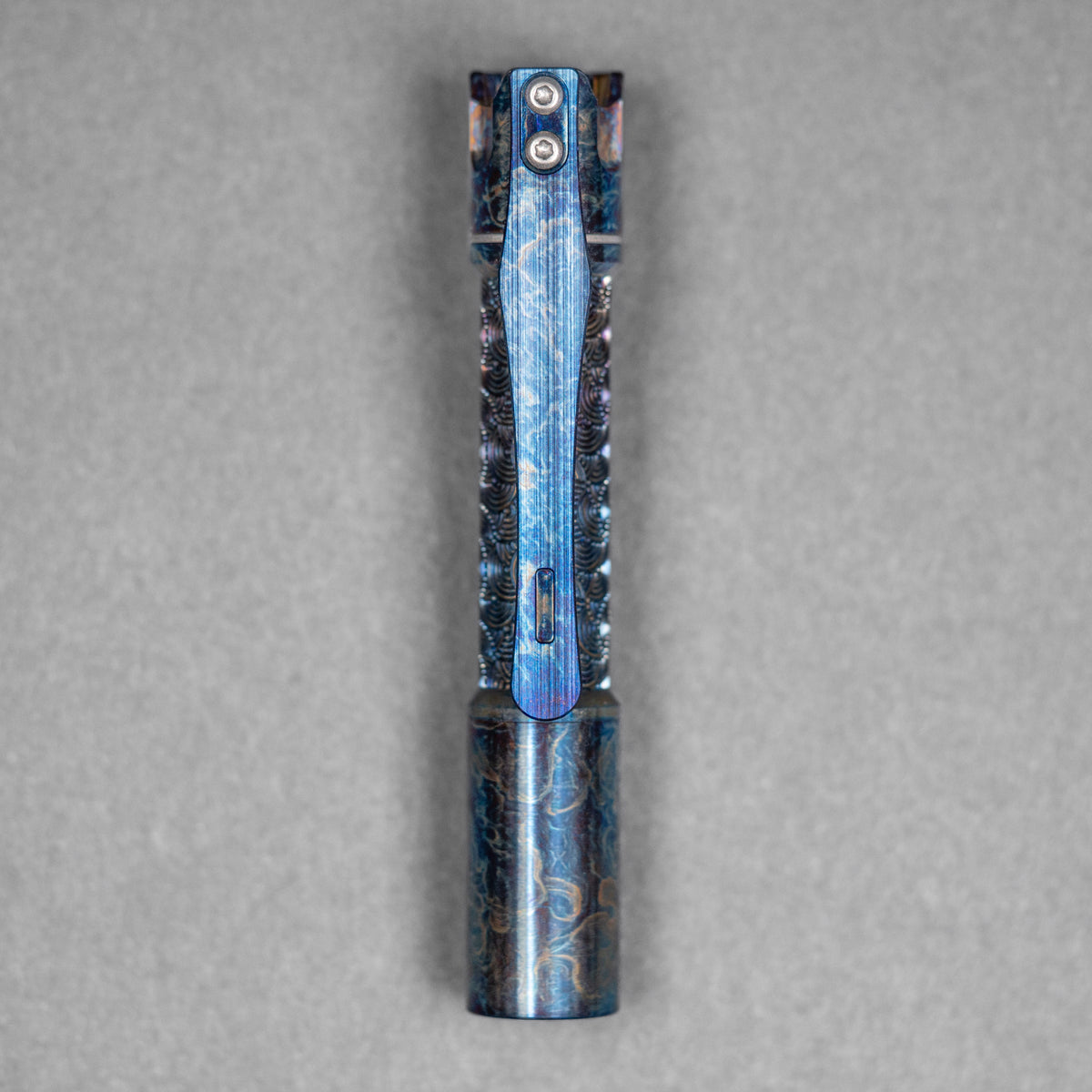 Drop Date (10/21): Reylight x URBAN Pineapple Mini Flashlight - Entropic Ti Chaos Seigaiha™ w/ Milled Ti Clip