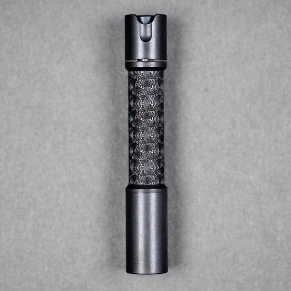 Reylight x URBAN Pineapple Mini Flashlight - Black Oil Ti Chaos Seigaiha™ w/ Milled Ti Clip