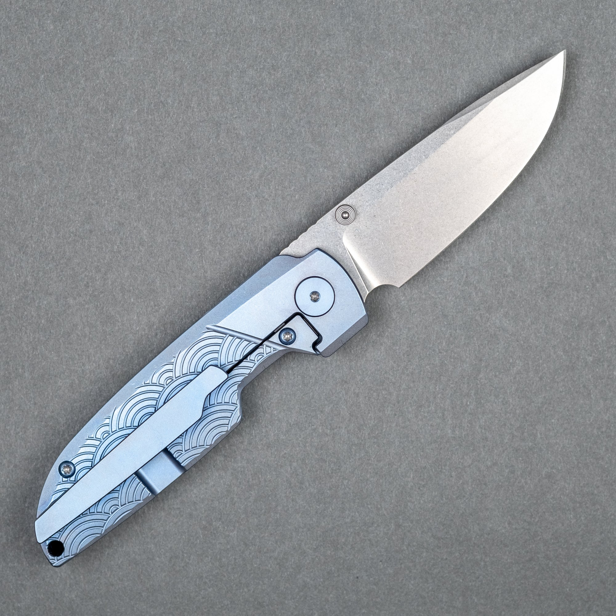 Matsey Basilisk Blue Seigaiha Engraved - Titanium (Limited)