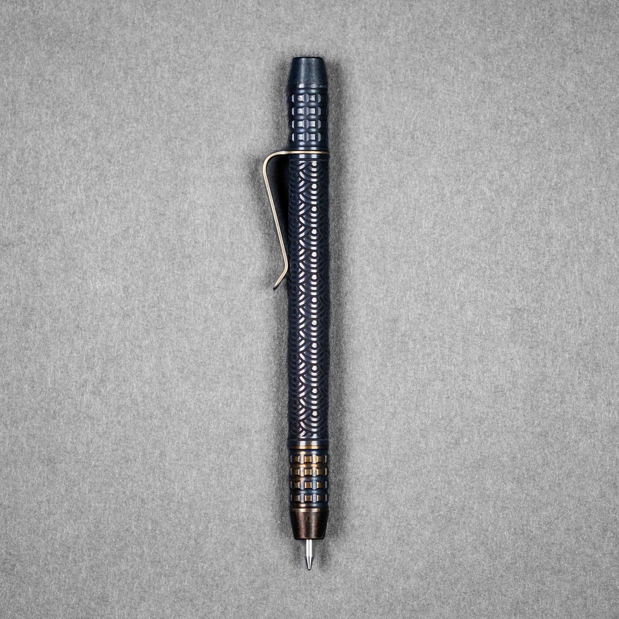 Ti2 Design x Urban EDC TechLiner Shorty Grid Pen - TRD Ti Seigaiha (Yamato Exclusive)