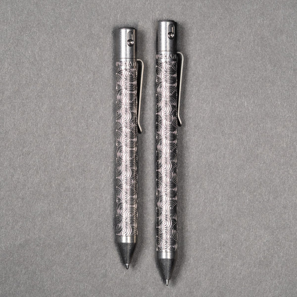 Nottingham Tactical TiButton Single Lock Pen - Tumbled Ti Chaos Seigaiha (Exclusive)