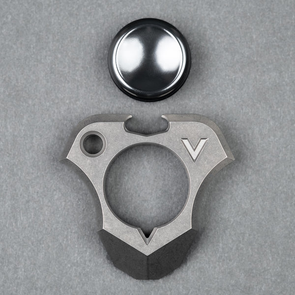 EDC-V Megalodon Bottle Opener - Aged Titanium w/ Glass Zirc Button