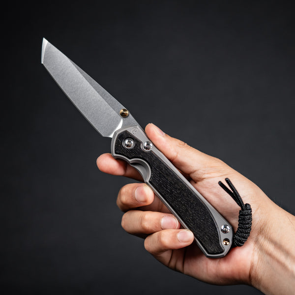Drop Date (08/12): Chris Reeve Large Sebenza 31 - Tanto Magnacut & Glass Blasted Titanium w/ Bog Oak Inlay