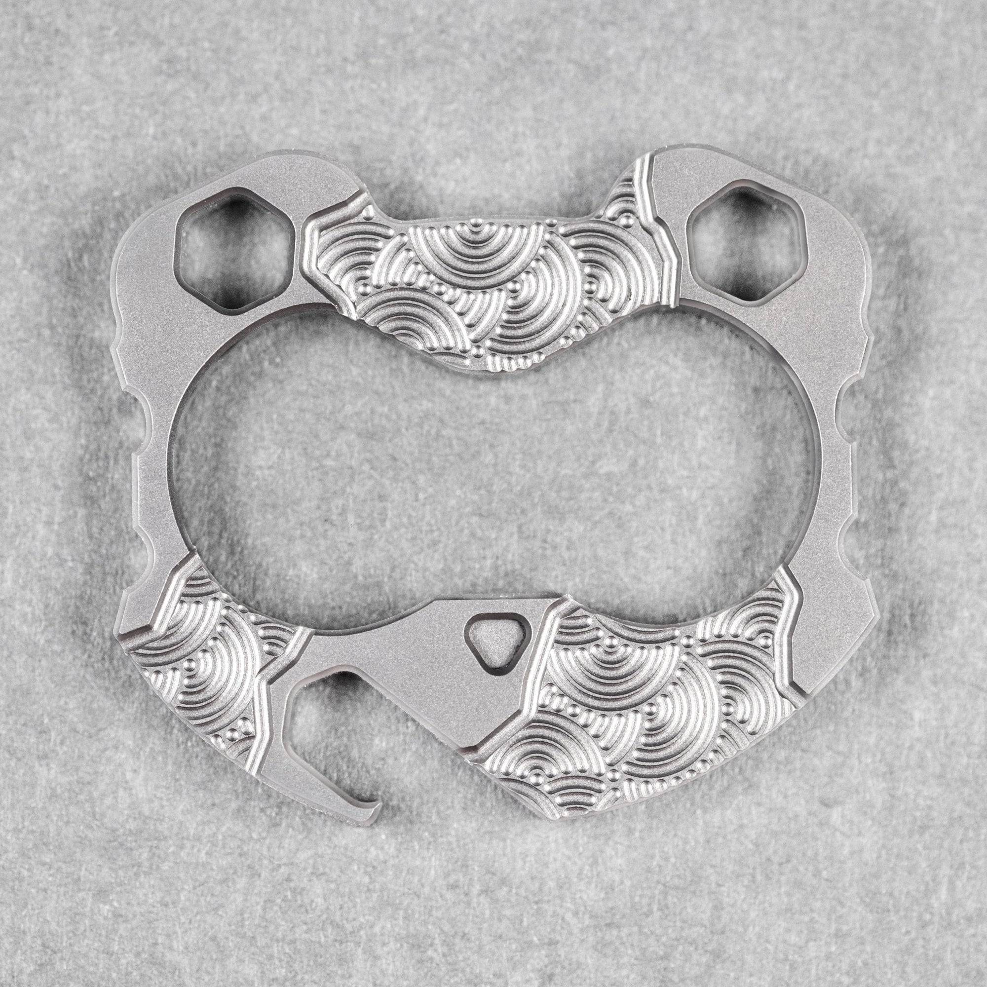 Cahp Tools x URBAN Panda V4 - Bead Blasted Titanium w/ Chaos Seigaiha™ - URBAN EDC®