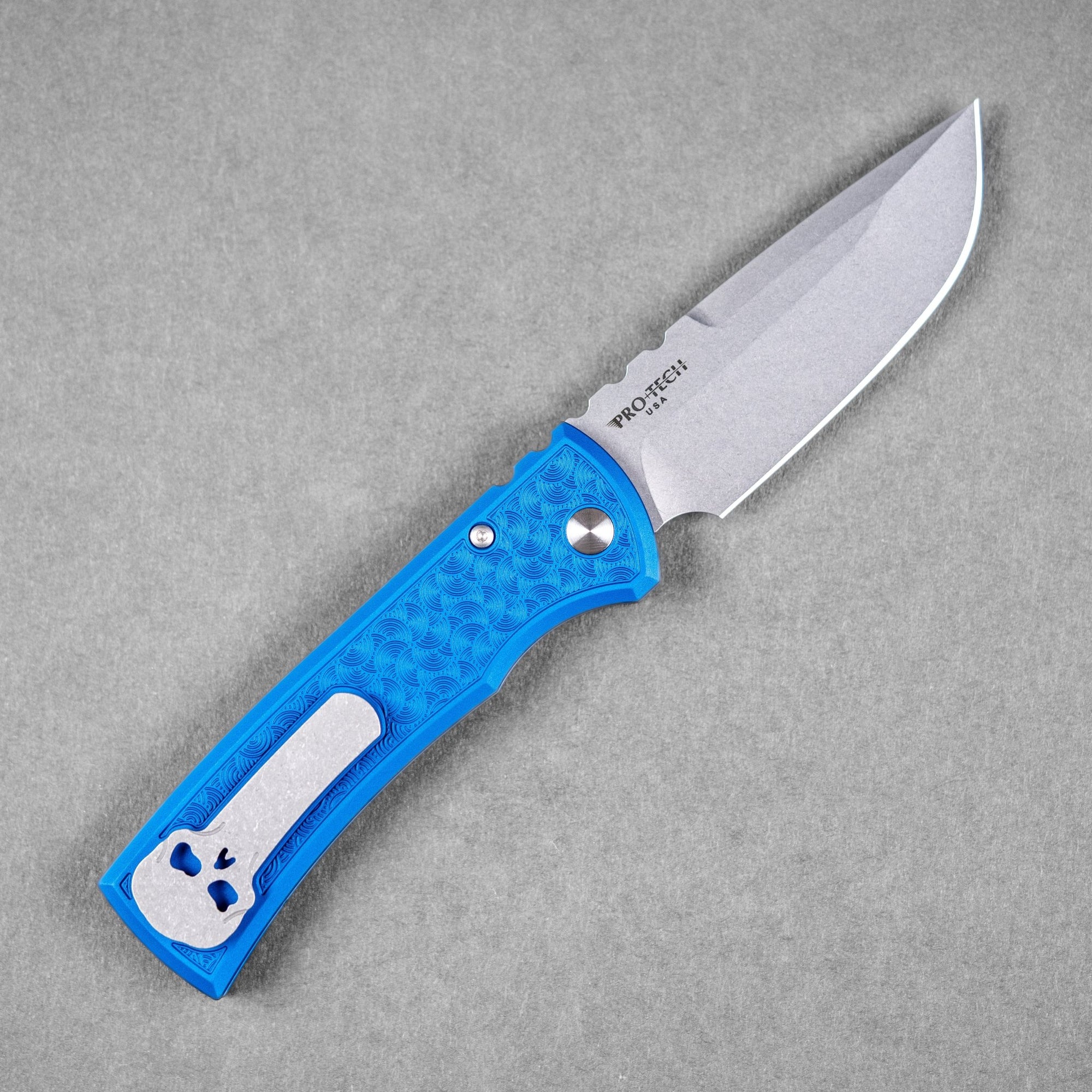 Chaves x Pro - Tech x URBAN Redencion 229 - Stonewashed S35VN & Blue Aluminum w/ Chaos Seigaiha™ - URBAN EDC®