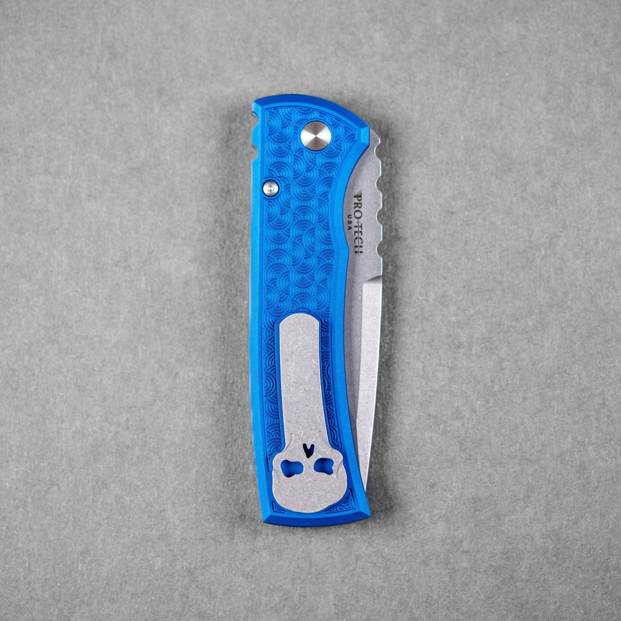 Chaves x Pro - Tech x URBAN Redencion 229 - Stonewashed S35VN & Blue Aluminum w/ Chaos Seigaiha™ - URBAN EDC®