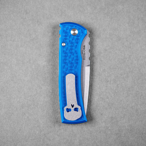 Chaves x Pro - Tech x URBAN Redencion 229 - Stonewashed S35VN & Blue Aluminum w/ Chaos Seigaiha™ - URBAN EDC®