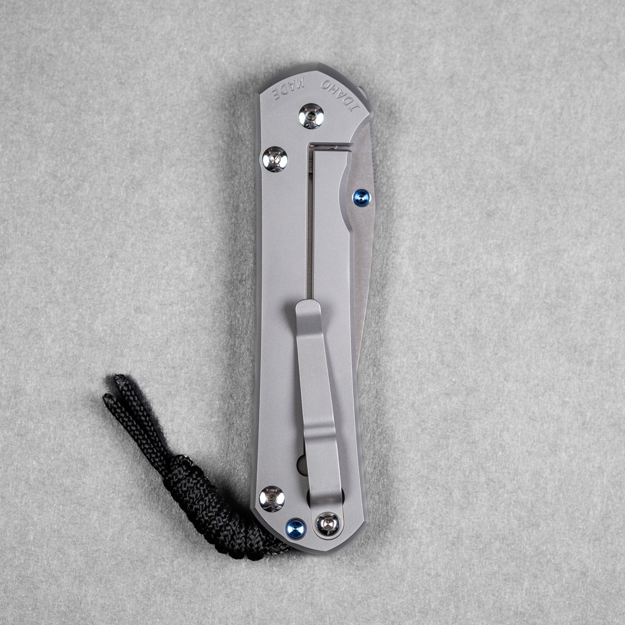 Chris Reeve Large Sebenza 31 Drop Point - Glass Blasted Titanium w/ Blue Accents - URBAN EDC®