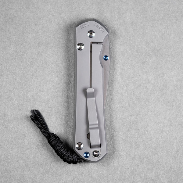 Chris Reeve Large Sebenza 31 Drop Point - Glass Blasted Titanium w/ Blue Accents - URBAN EDC®