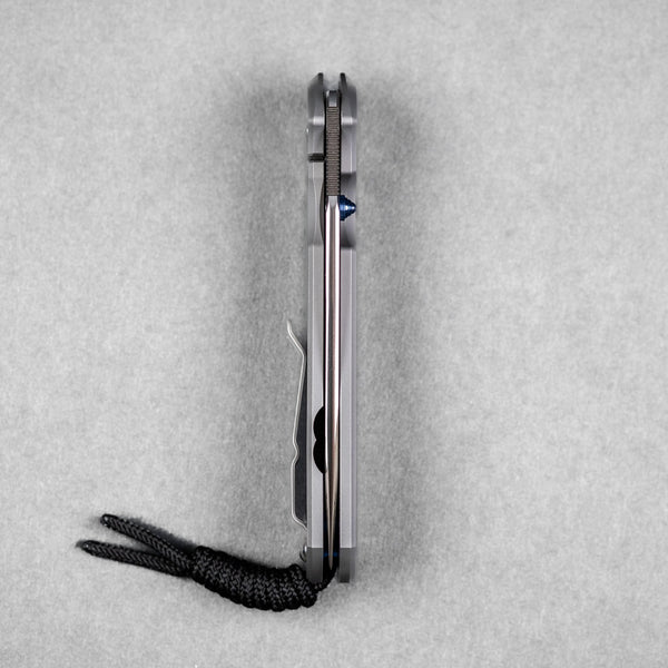 Chris Reeve Large Sebenza 31 Drop Point - Glass Blasted Titanium w/ Blue Accents - URBAN EDC®