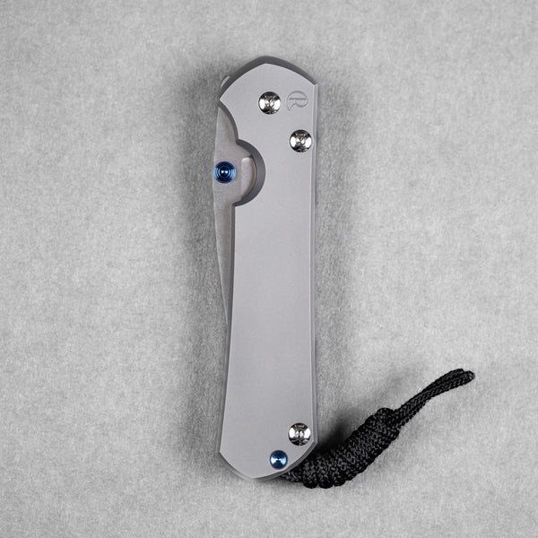 Chris Reeve Large Sebenza 31 Drop Point - Glass Blasted Titanium w/ Blue Accents - URBAN EDC®