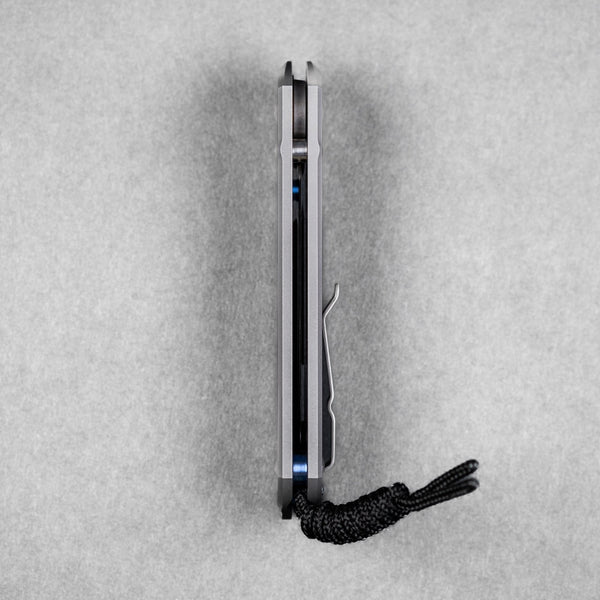 Chris Reeve Large Sebenza 31 Drop Point - Glass Blasted Titanium w/ Blue Accents - URBAN EDC®
