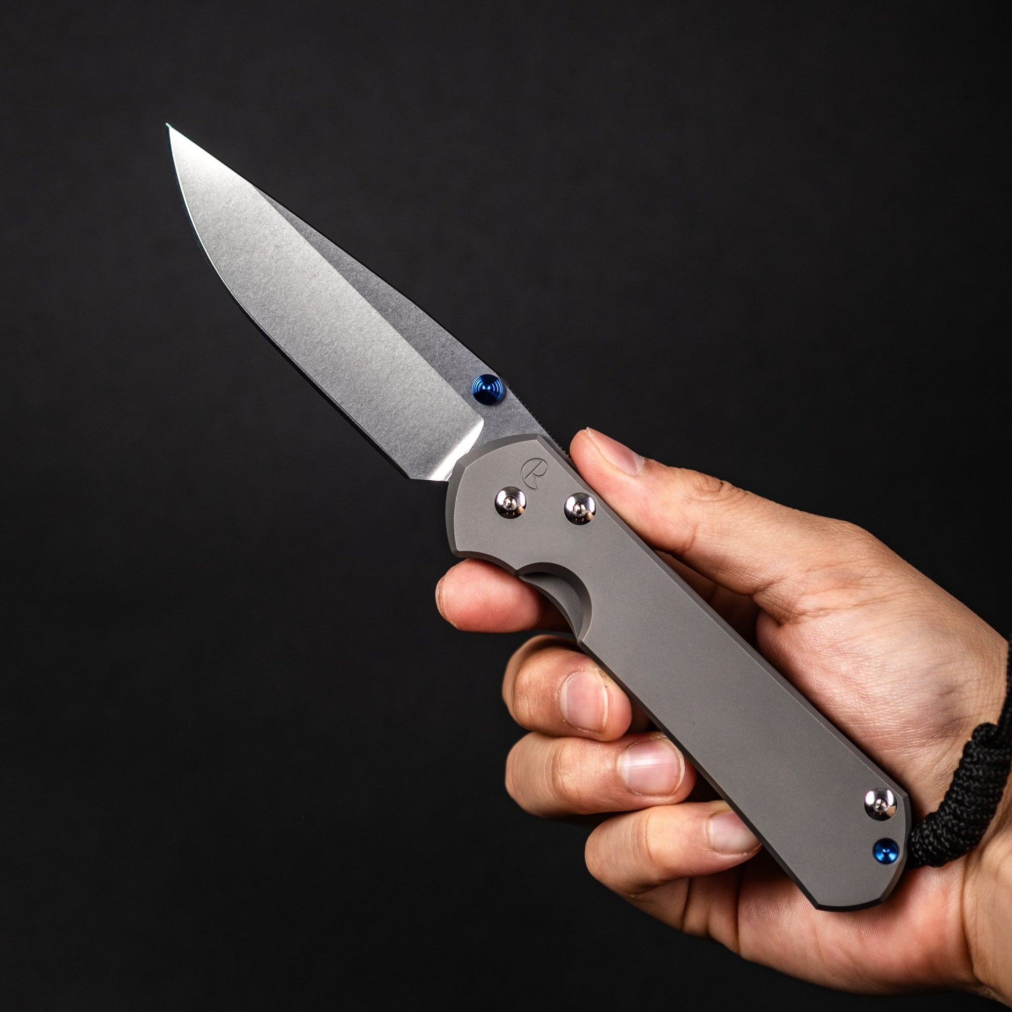 Chris Reeve Large Sebenza 31 Drop Point - Glass Blasted Titanium w/ Blue Accents - URBAN EDC®