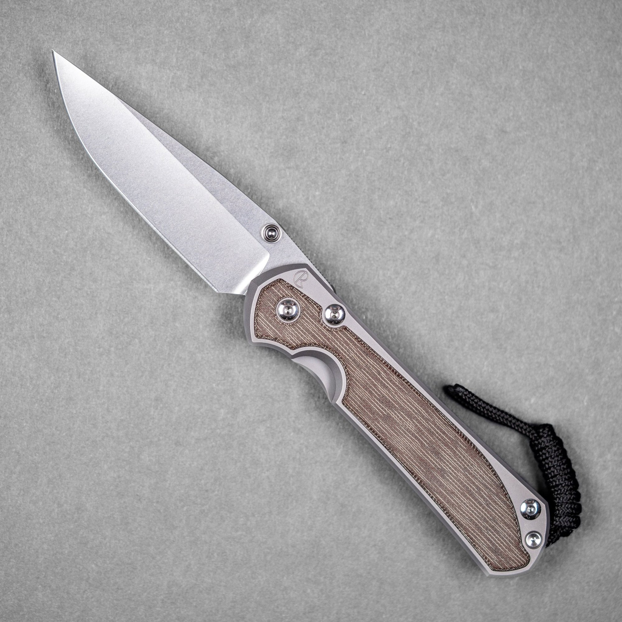 Chris Reeve Large Sebenza 31 - Drop Point Magnacut & Glass Blasted Titanium w/ Natural Canvas Micarta Inlay - URBAN EDC®