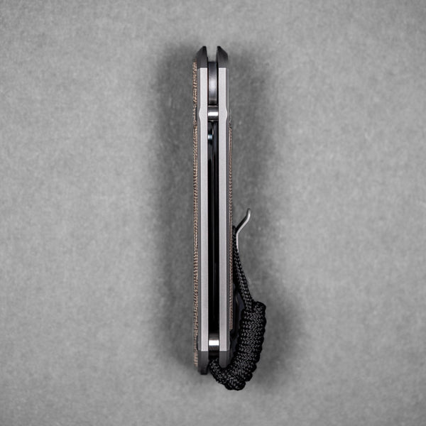 Chris Reeve Large Sebenza 31 - Drop Point Magnacut & Glass Blasted Titanium w/ Natural Canvas Micarta Inlay - URBAN EDC®