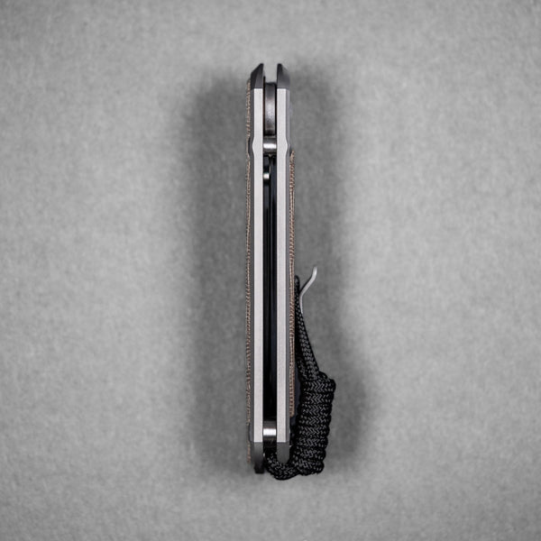 Chris Reeve Large Sebenza 31 - Insingo Magnacut & Glass Blasted Titanium w/ Natural Canvas Micarta Inlay - URBAN EDC®