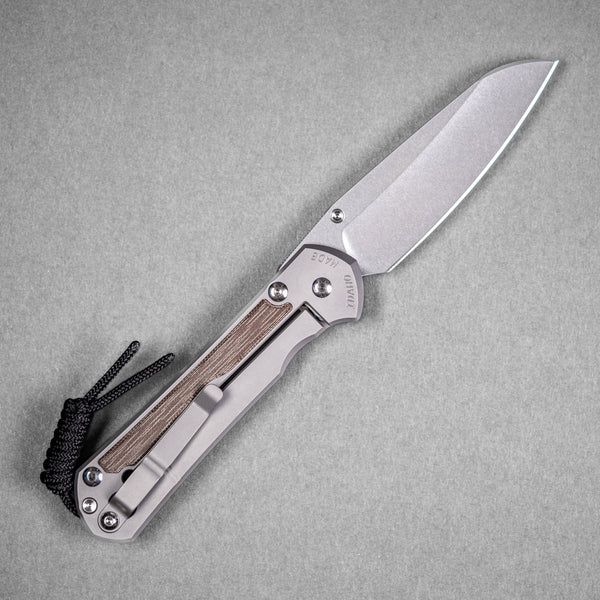 Chris Reeve Large Sebenza 31 - Insingo Magnacut & Glass Blasted Titanium w/ Natural Canvas Micarta Inlay - URBAN EDC®