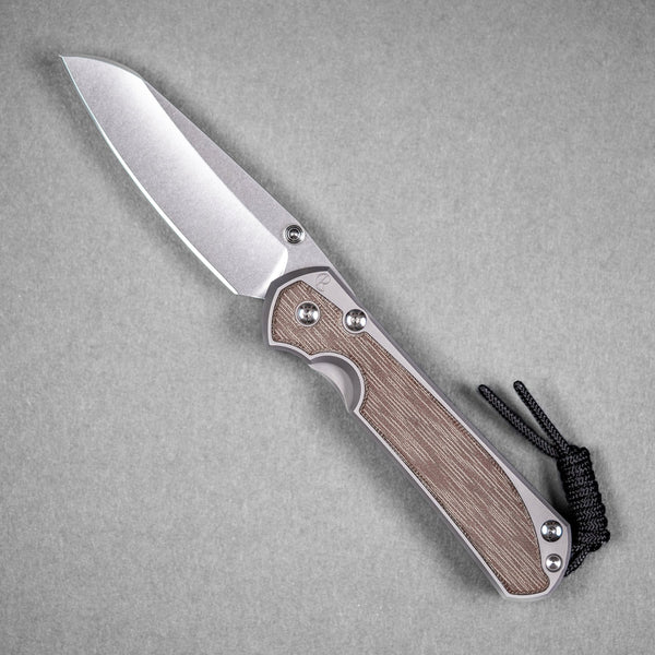 Chris Reeve Large Sebenza 31 - Insingo Magnacut & Glass Blasted Titanium w/ Natural Canvas Micarta Inlay - URBAN EDC®