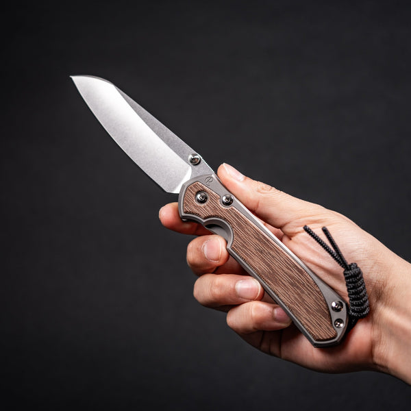 Chris Reeve Large Sebenza 31 - Insingo Magnacut & Glass Blasted Titanium w/ Natural Canvas Micarta Inlay - URBAN EDC®