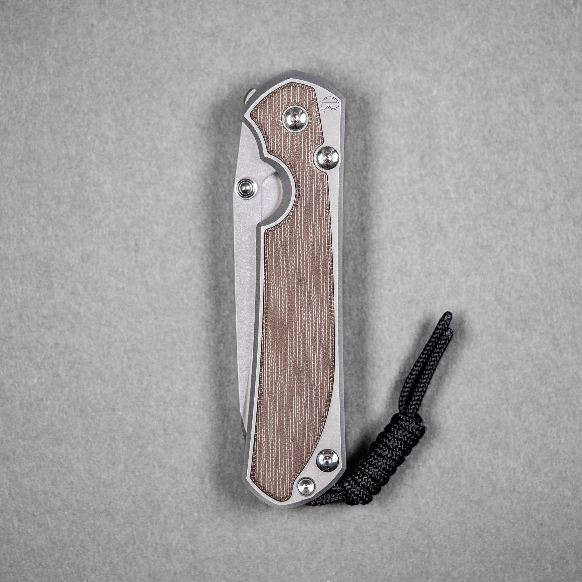 Chris Reeve Large Sebenza 31 - Insingo Magnacut & Glass Blasted Titanium w/ Natural Canvas Micarta Inlay - URBAN EDC®