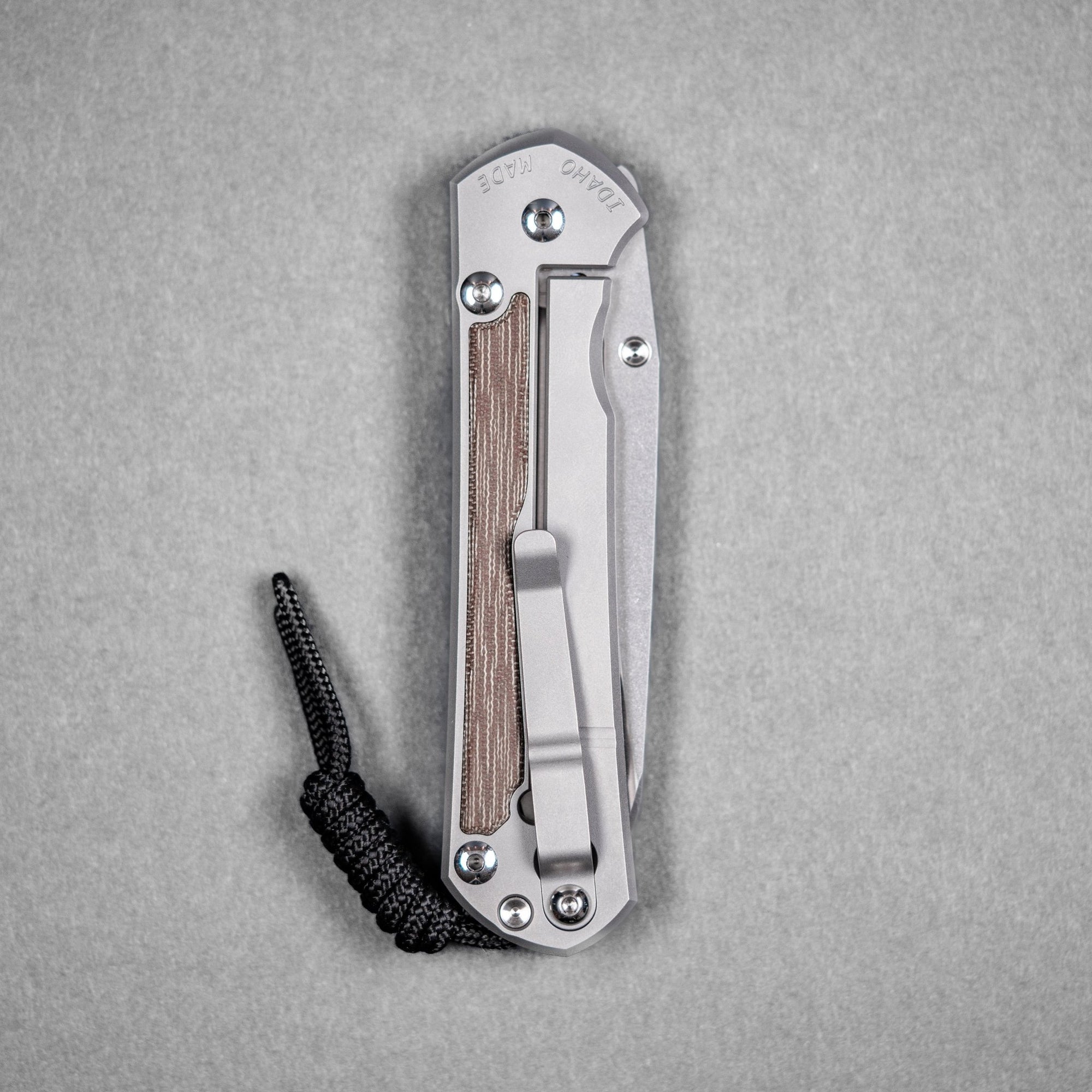 Chris Reeve Large Sebenza 31 - Insingo Magnacut & Glass Blasted Titanium w/ Natural Canvas Micarta Inlay - URBAN EDC®