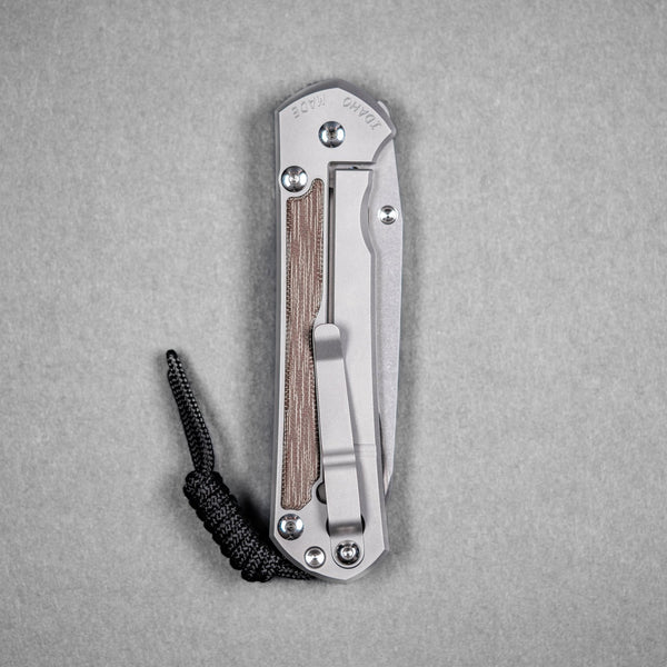 Chris Reeve Large Sebenza 31 - Insingo Magnacut & Glass Blasted Titanium w/ Natural Canvas Micarta Inlay - URBAN EDC®