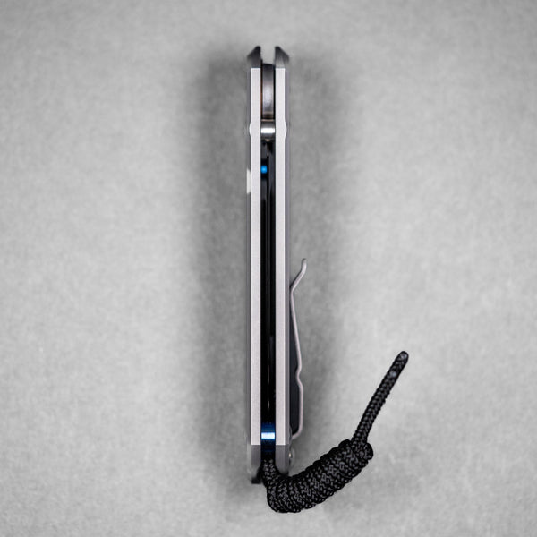 Chris Reeve Large Sebenza 31 Tanto - Magnacut & Glass Blasted Titanium w/ Blue Accents - URBAN EDC®