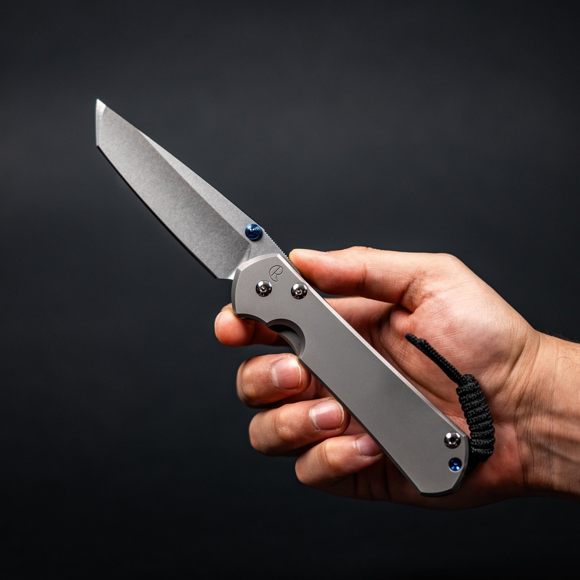 Chris Reeve Large Sebenza 31 Tanto - Magnacut & Glass Blasted Titanium w/ Blue Accents - URBAN EDC®