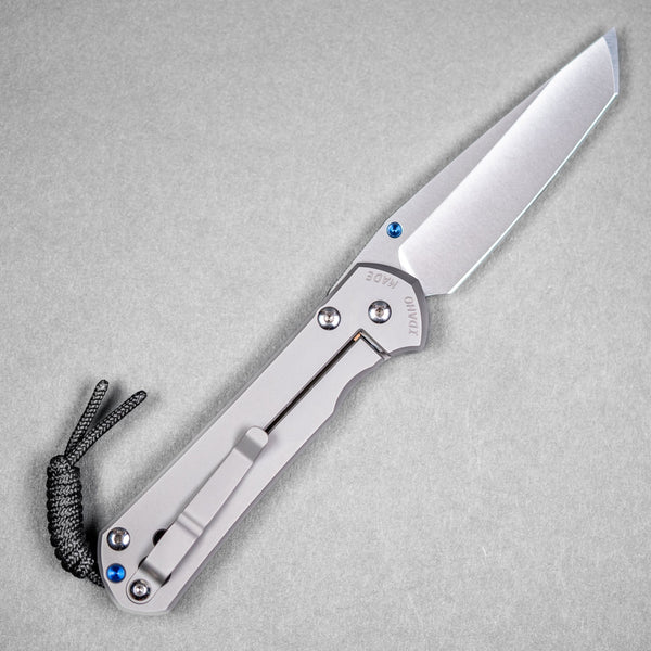 Chris Reeve Large Sebenza 31 Tanto - Magnacut & Glass Blasted Titanium w/ Blue Accents - URBAN EDC®