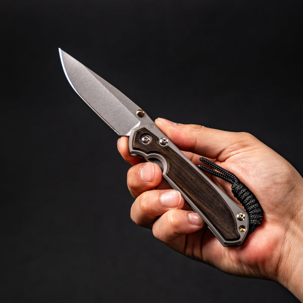 Chris Reeve Small Sebenza 31 - Drop Point Magnacut & Glass Blasted Titanium w/ Macassar Ebony Inlay - URBAN EDC®