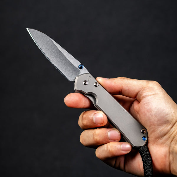 Chris Reeve Small Sebenza 31 - Insingo Magnacut & Glass Blasted Titanium w/ Blue Accents - URBAN EDC®