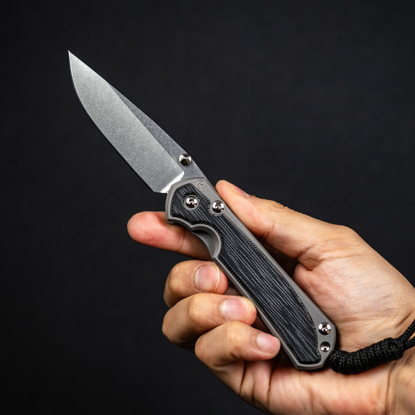 Chris Reeve Small Sebenza 31 - Stonewashed Magnacut & Glass Blasted Titanium w/ Black Canvas Micarta Inlay - URBAN EDC®